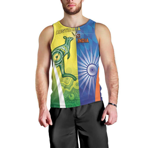 Custom Australia And India Cricket Men Tank Top Ashoka Chakra With Aboriginal - Aussie Hoodie