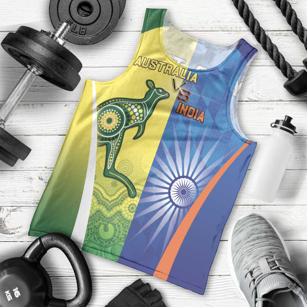 Custom Australia And India Cricket Men Tank Top Ashoka Chakra With Aboriginal - Aussie Hoodie