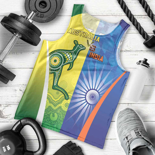 Custom Australia And India Cricket Men Tank Top Ashoka Chakra With Aboriginal - Aussie Hoodie