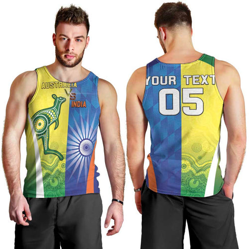Custom Australia And India Cricket Men Tank Top Ashoka Chakra With Aboriginal - Aussie Hoodie