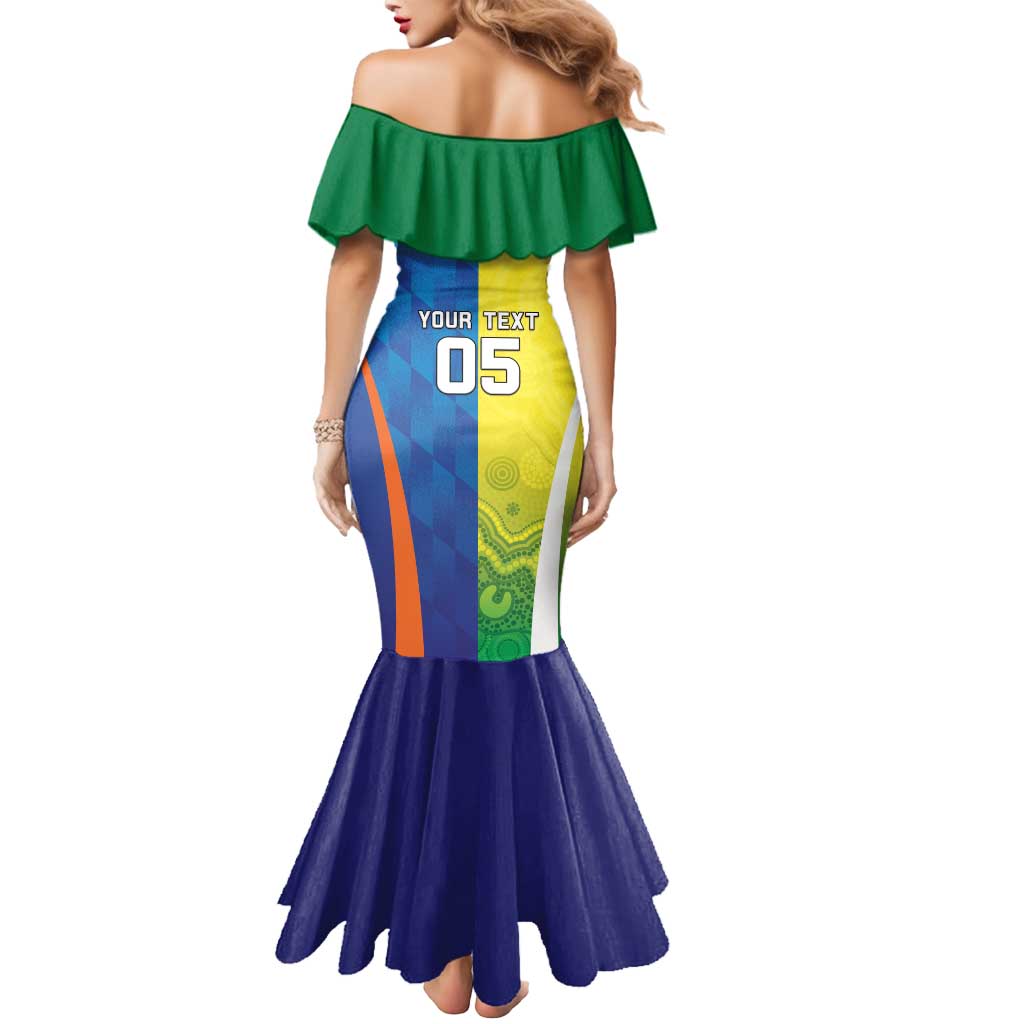Custom Australia And India Cricket Mermaid Dress Ashoka Chakra With Aboriginal - Aussie Hoodie