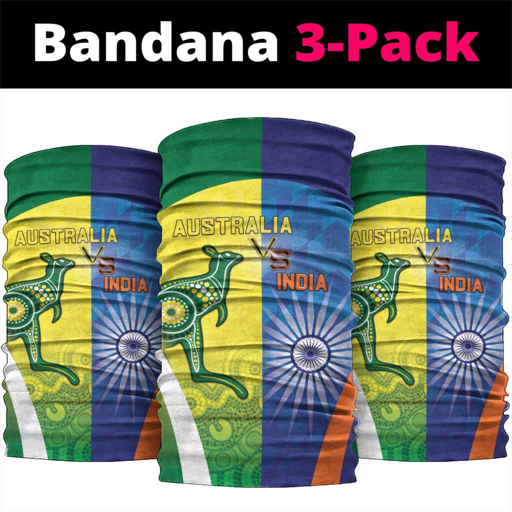 Australia And India Cricket Neck Gaiter Ashoka Chakra With Aboriginal - Aussie Hoodie