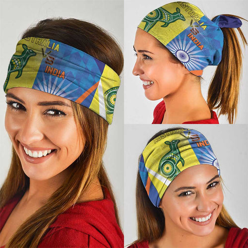 Australia And India Cricket Neck Gaiter Ashoka Chakra With Aboriginal - Aussie Hoodie