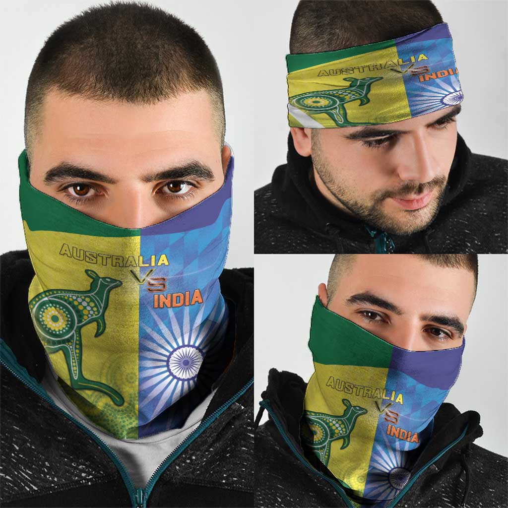 Australia And India Cricket Neck Gaiter Ashoka Chakra With Aboriginal - Aussie Hoodie
