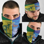 Australia And India Cricket Neck Gaiter Ashoka Chakra With Aboriginal - Aussie Hoodie