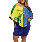 Custom Australia And India Cricket Off Shoulder Short Dress Ashoka Chakra With Aboriginal - Aussie Hoodie