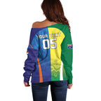 Custom Australia And India Cricket Off Shoulder Sweater Ashoka Chakra With Aboriginal - Aussie Hoodie