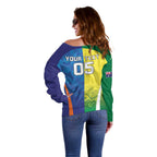 Custom Australia And India Cricket Off Shoulder Sweater Ashoka Chakra With Aboriginal - Aussie Hoodie