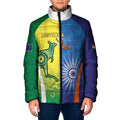 Custom Australia And India Cricket Padded Jacket Ashoka Chakra With Aboriginal - Aussie Hoodie