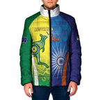 Custom Australia And India Cricket Padded Jacket Ashoka Chakra With Aboriginal - Aussie Hoodie