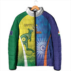 Custom Australia And India Cricket Padded Jacket Ashoka Chakra With Aboriginal - Aussie Hoodie