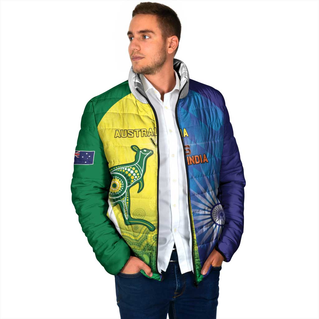 Custom Australia And India Cricket Padded Jacket Ashoka Chakra With Aboriginal - Aussie Hoodie