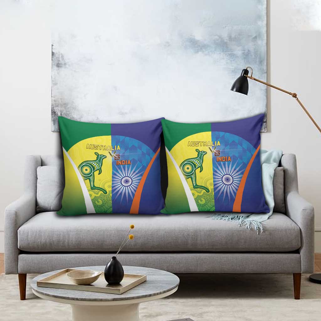 Australia And India Cricket Pillow Cover Ashoka Chakra With Aboriginal - Aussie Hoodie