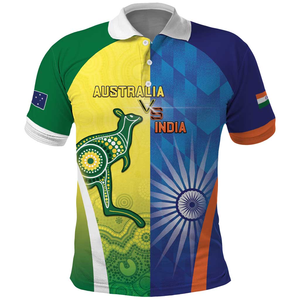 Custom Australia And India Cricket Polo Shirt Ashoka Chakra With Aboriginal - Aussie Hoodie