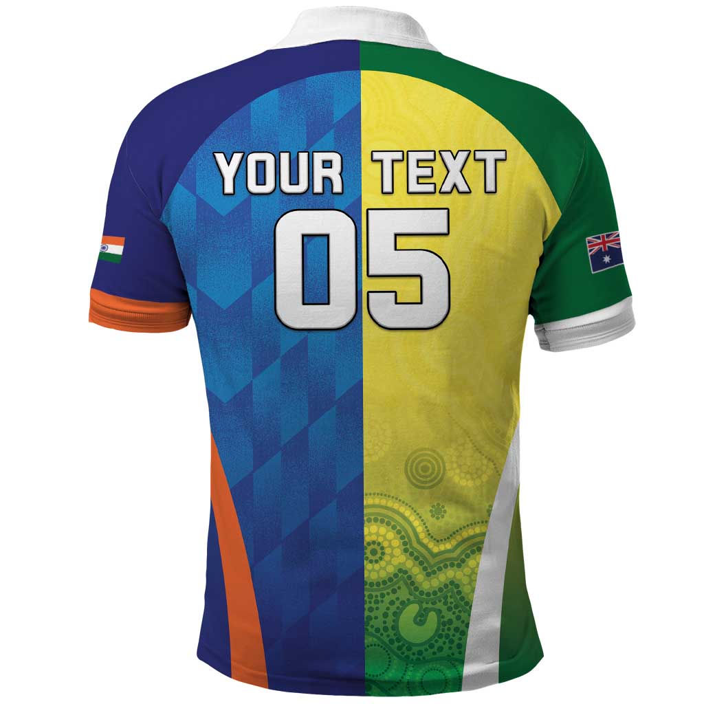 Custom Australia And India Cricket Polo Shirt Ashoka Chakra With Aboriginal - Aussie Hoodie