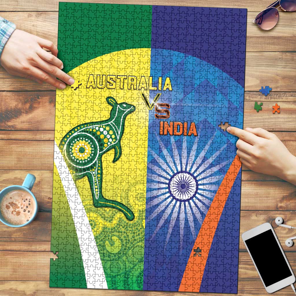 Australia And India Cricket Puzzle Ashoka Chakra With Aboriginal - Aussie Hoodie