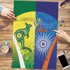 Australia And India Cricket Puzzle Ashoka Chakra With Aboriginal - Aussie Hoodie
