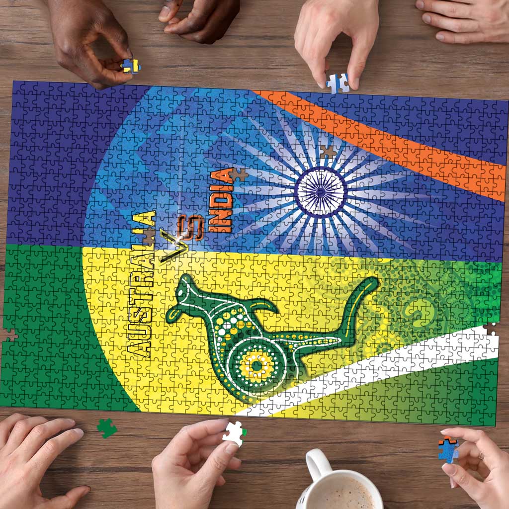 Australia And India Cricket Puzzle Ashoka Chakra With Aboriginal - Aussie Hoodie