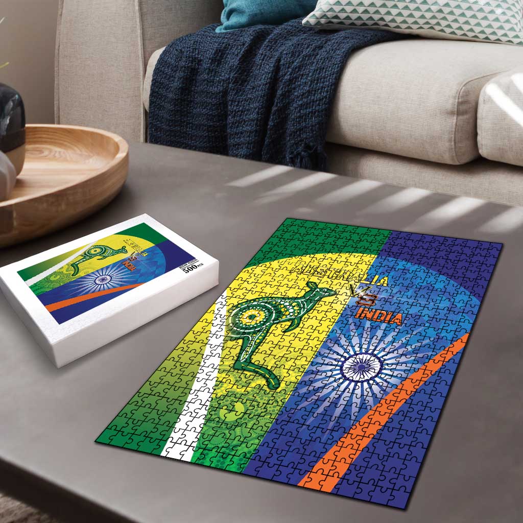 Australia And India Cricket Puzzle Ashoka Chakra With Aboriginal - Aussie Hoodie