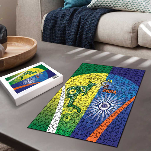 Australia And India Cricket Puzzle Ashoka Chakra With Aboriginal - Aussie Hoodie