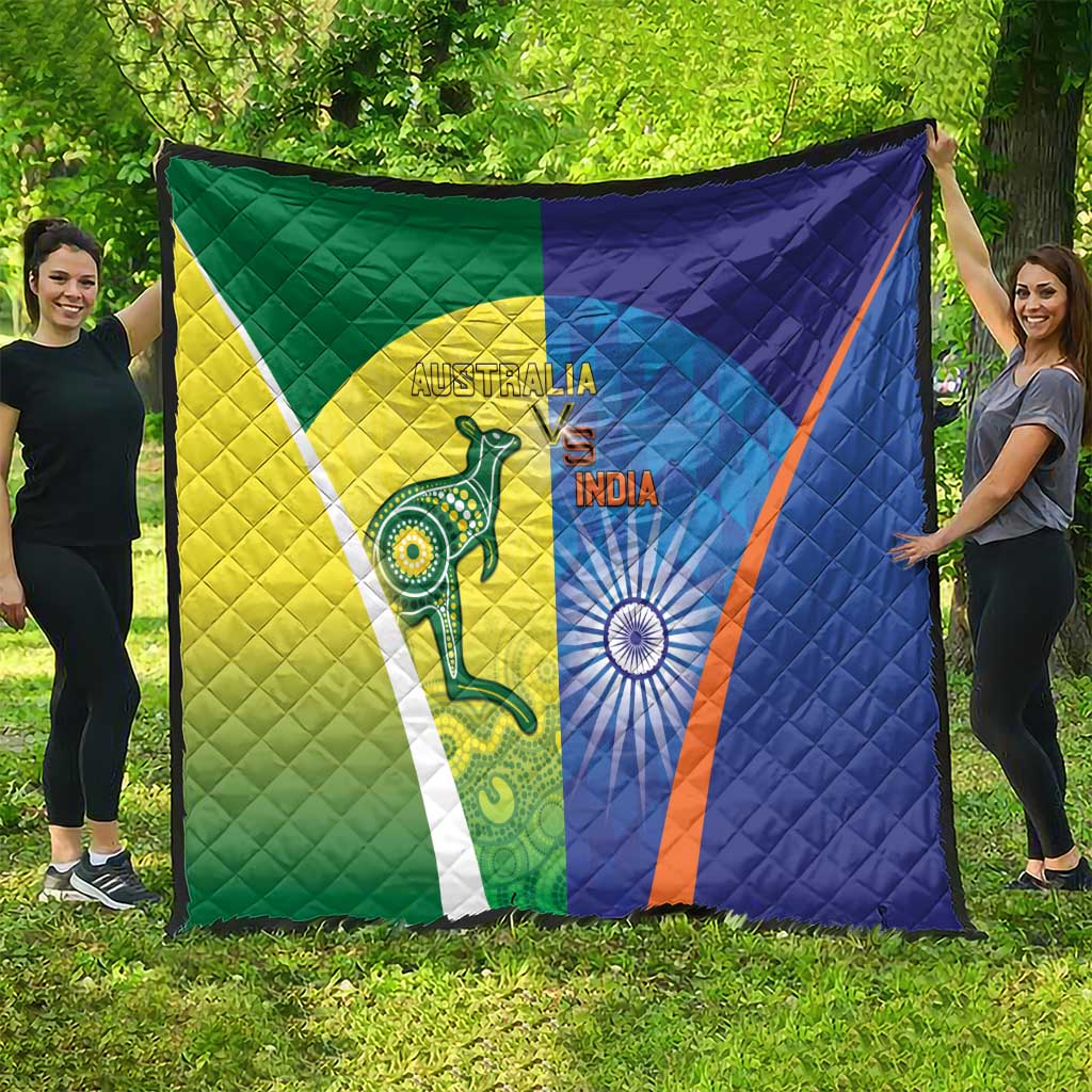 Australia And India Cricket Quilt Ashoka Chakra With Aboriginal - Aussie Hoodie