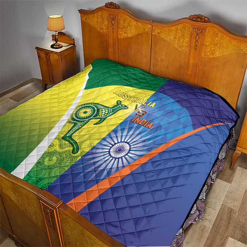 Australia And India Cricket Quilt Ashoka Chakra With Aboriginal - Aussie Hoodie