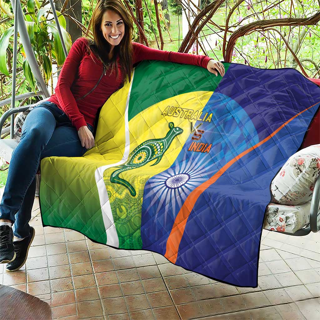 Australia And India Cricket Quilt Ashoka Chakra With Aboriginal - Aussie Hoodie