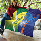 Australia And India Cricket Quilt Ashoka Chakra With Aboriginal - Aussie Hoodie