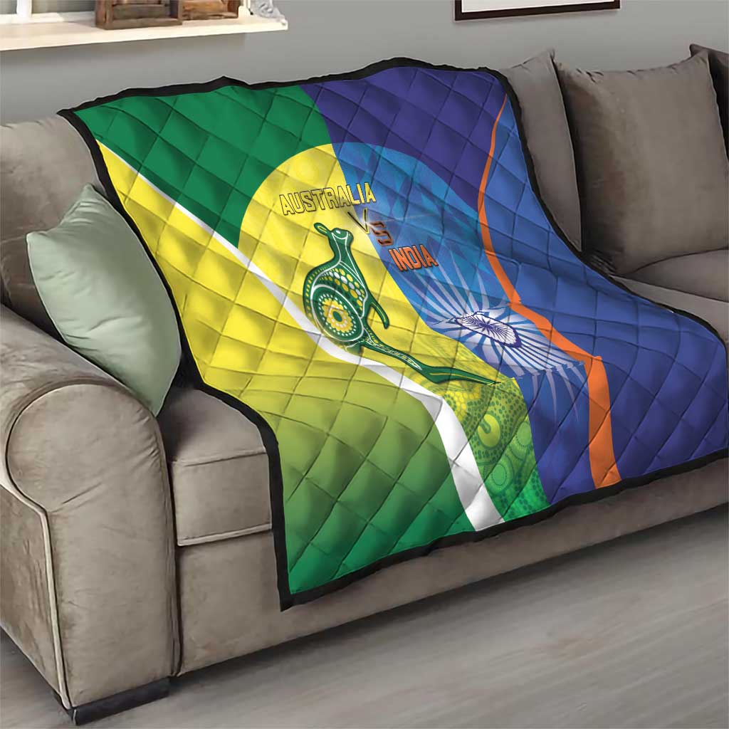 Australia And India Cricket Quilt Ashoka Chakra With Aboriginal - Aussie Hoodie