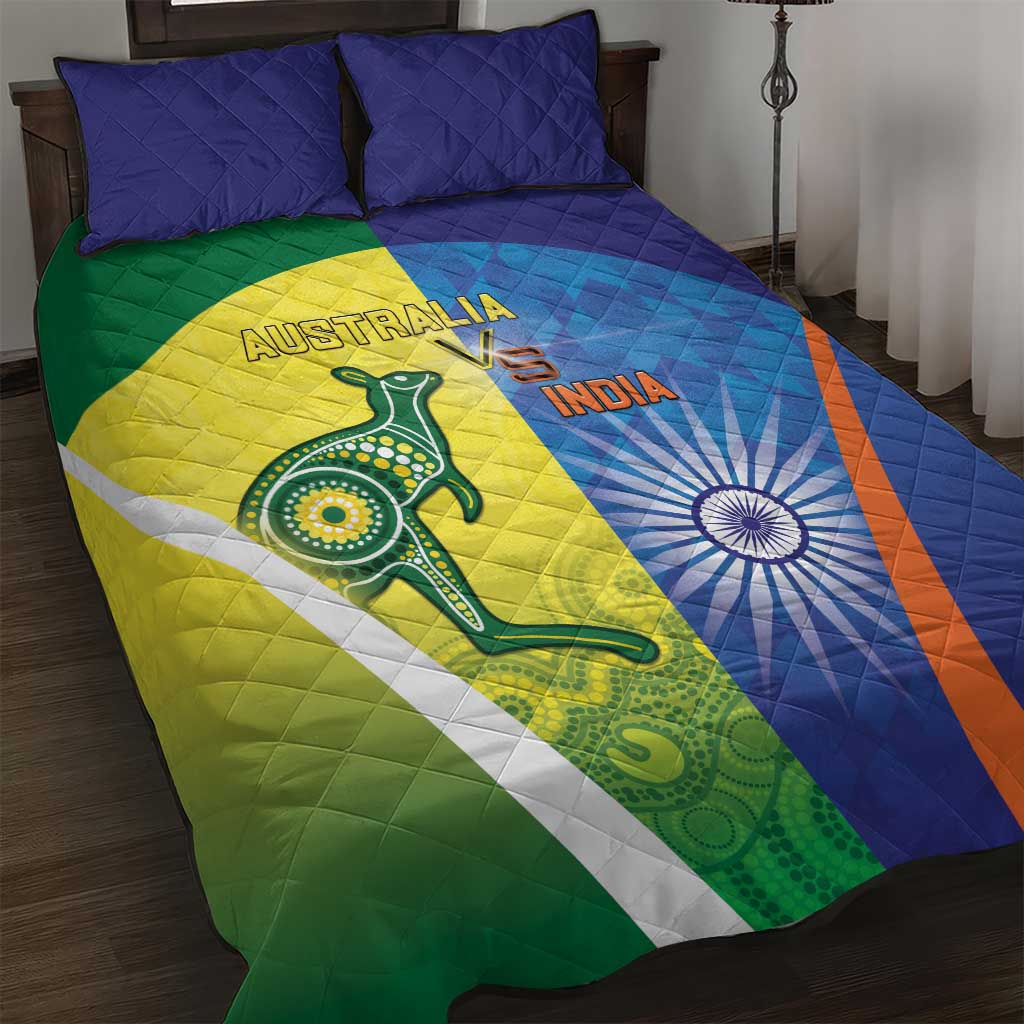 Australia And India Cricket Quilt Bed Set Ashoka Chakra With Aboriginal - Aussie Hoodie