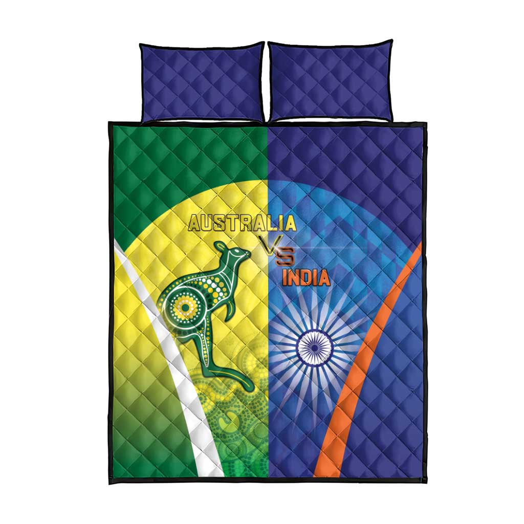 Australia And India Cricket Quilt Bed Set Ashoka Chakra With Aboriginal - Aussie Hoodie