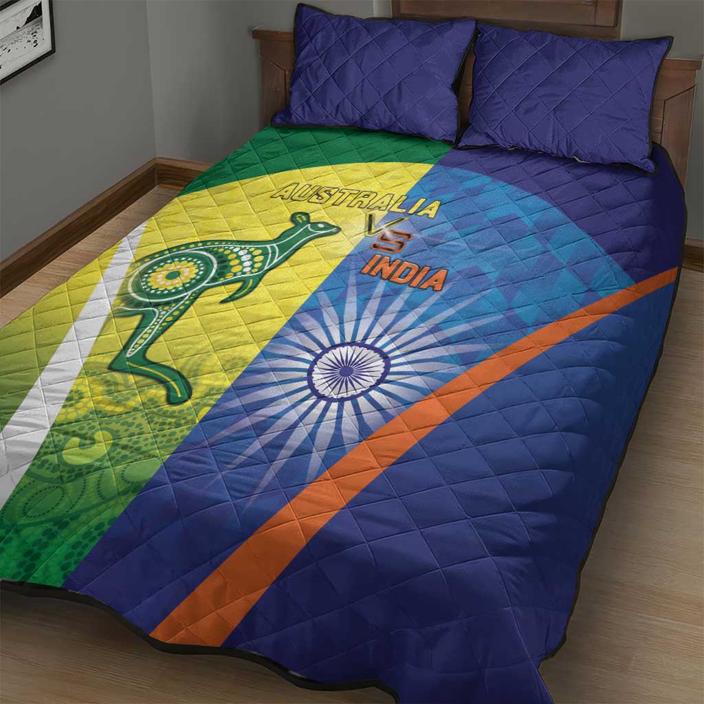 Australia And India Cricket Quilt Bed Set Ashoka Chakra With Aboriginal - Aussie Hoodie
