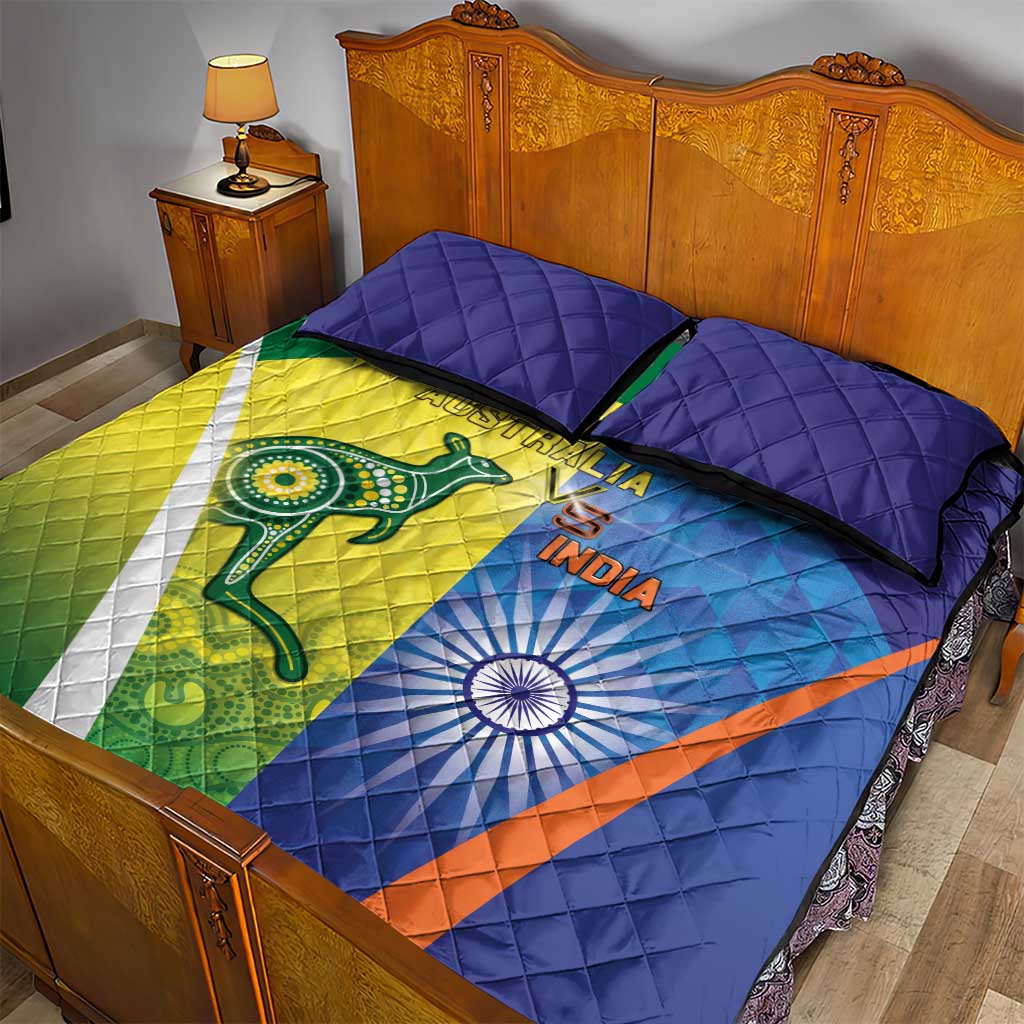 Australia And India Cricket Quilt Bed Set Ashoka Chakra With Aboriginal - Aussie Hoodie