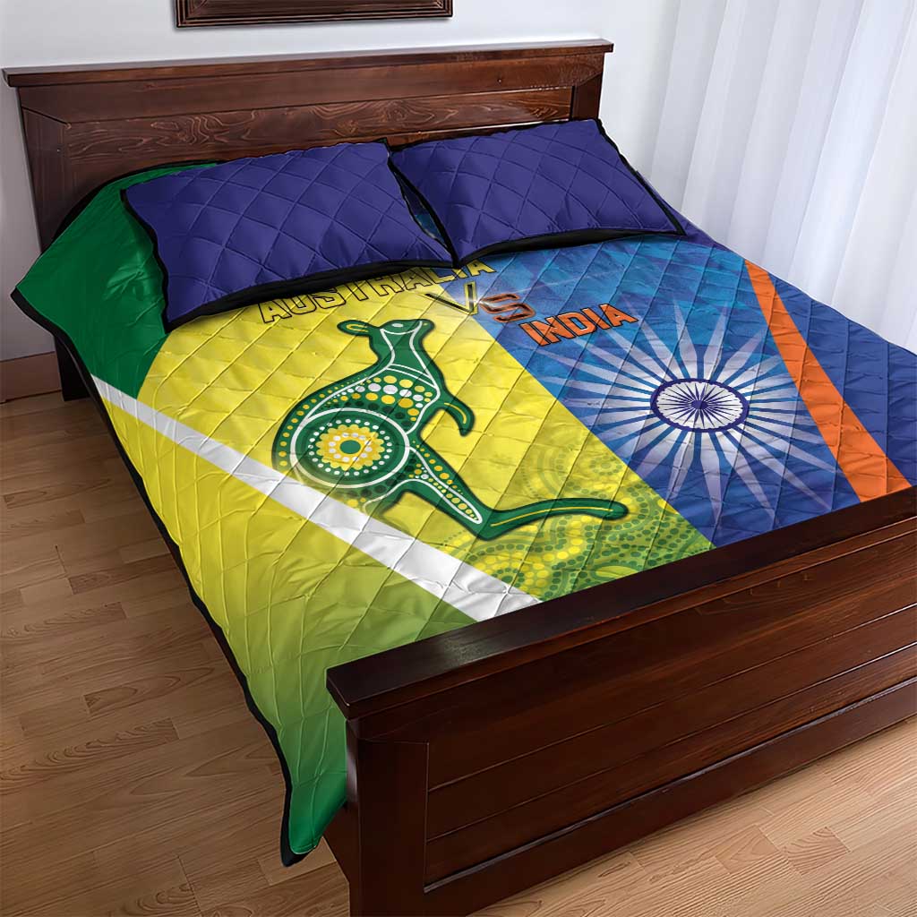 Australia And India Cricket Quilt Bed Set Ashoka Chakra With Aboriginal - Aussie Hoodie
