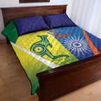 Australia And India Cricket Quilt Bed Set Ashoka Chakra With Aboriginal - Aussie Hoodie