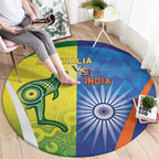 Australia And India Cricket Round Carpet Ashoka Chakra With Aboriginal - Aussie Hoodie