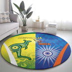 Australia And India Cricket Round Carpet Ashoka Chakra With Aboriginal - Aussie Hoodie
