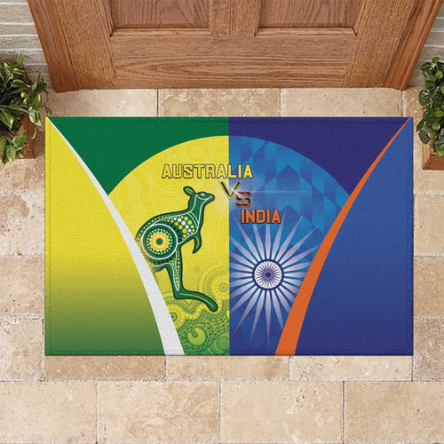 Australia And India Cricket Rubber Doormat Ashoka Chakra With Aboriginal - Aussie Hoodie