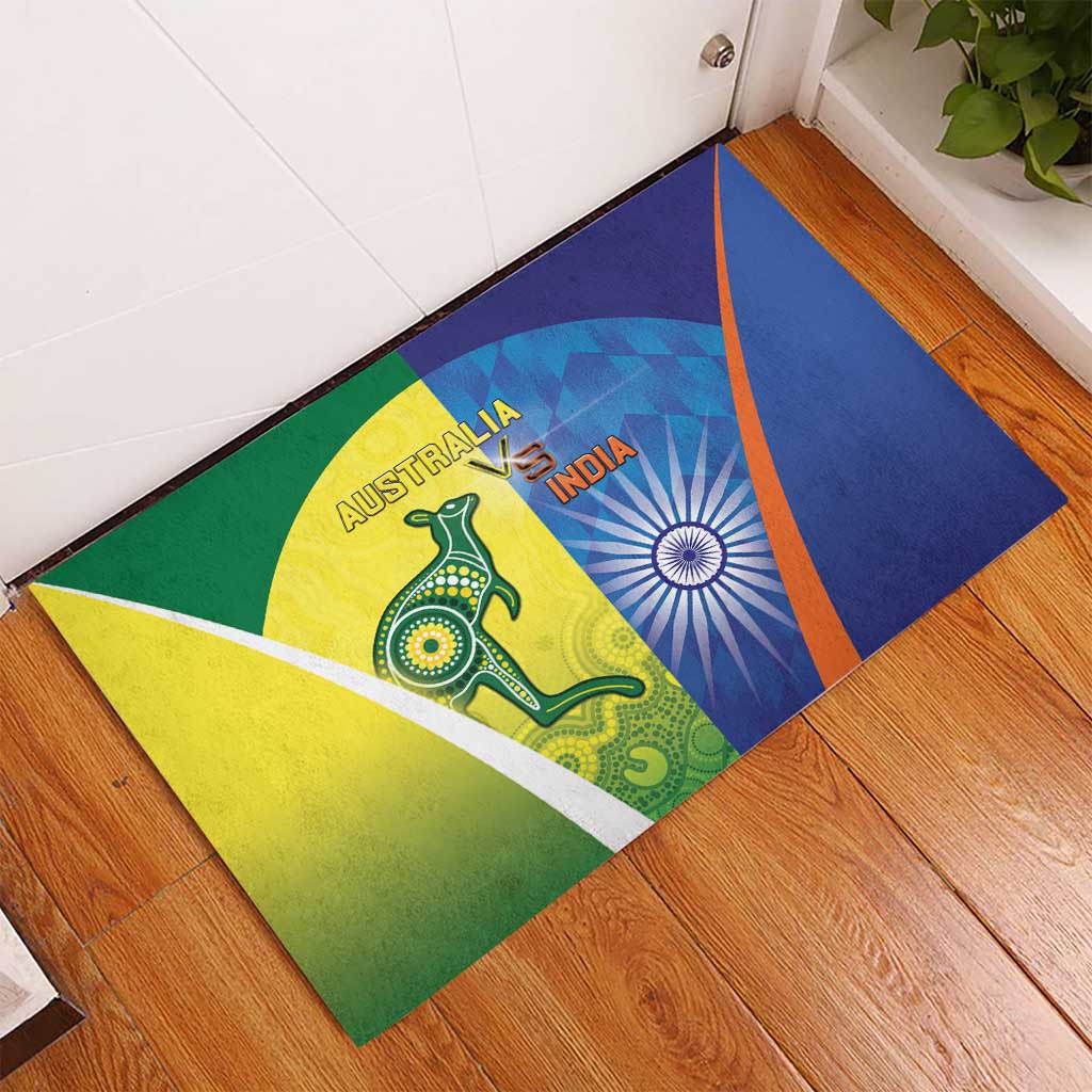 Australia And India Cricket Rubber Doormat Ashoka Chakra With Aboriginal - Aussie Hoodie