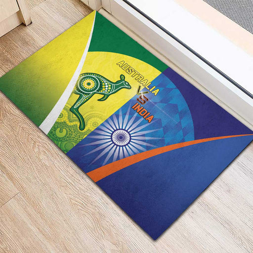 Australia And India Cricket Rubber Doormat Ashoka Chakra With Aboriginal - Aussie Hoodie