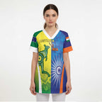 Custom Australia And India Cricket Scrub Top Ashoka Chakra With Aboriginal - Aussie Hoodie