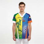 Custom Australia And India Cricket Scrub Top Ashoka Chakra With Aboriginal - Aussie Hoodie