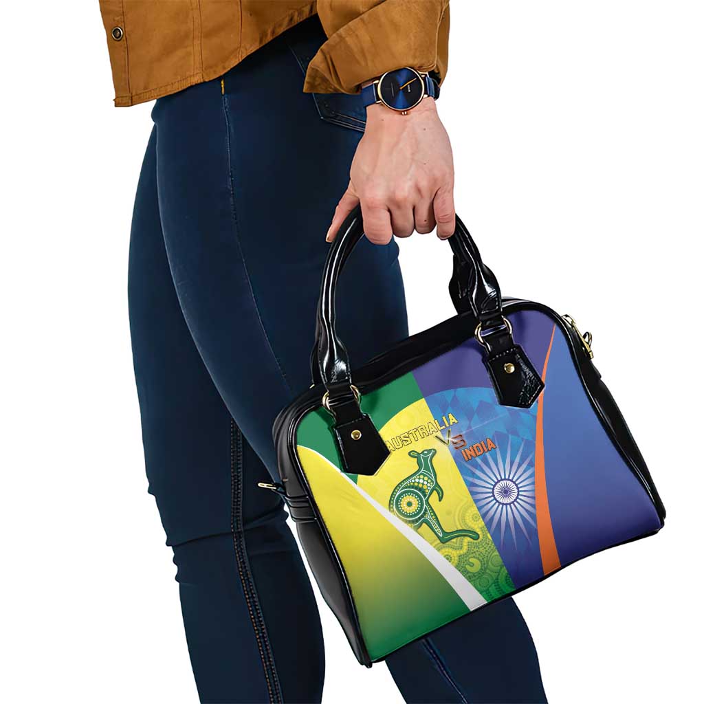 Australia And India Cricket Shoulder Handbag Ashoka Chakra With Aboriginal - Aussie Hoodie