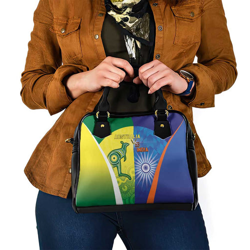 Australia And India Cricket Shoulder Handbag Ashoka Chakra With Aboriginal - Aussie Hoodie
