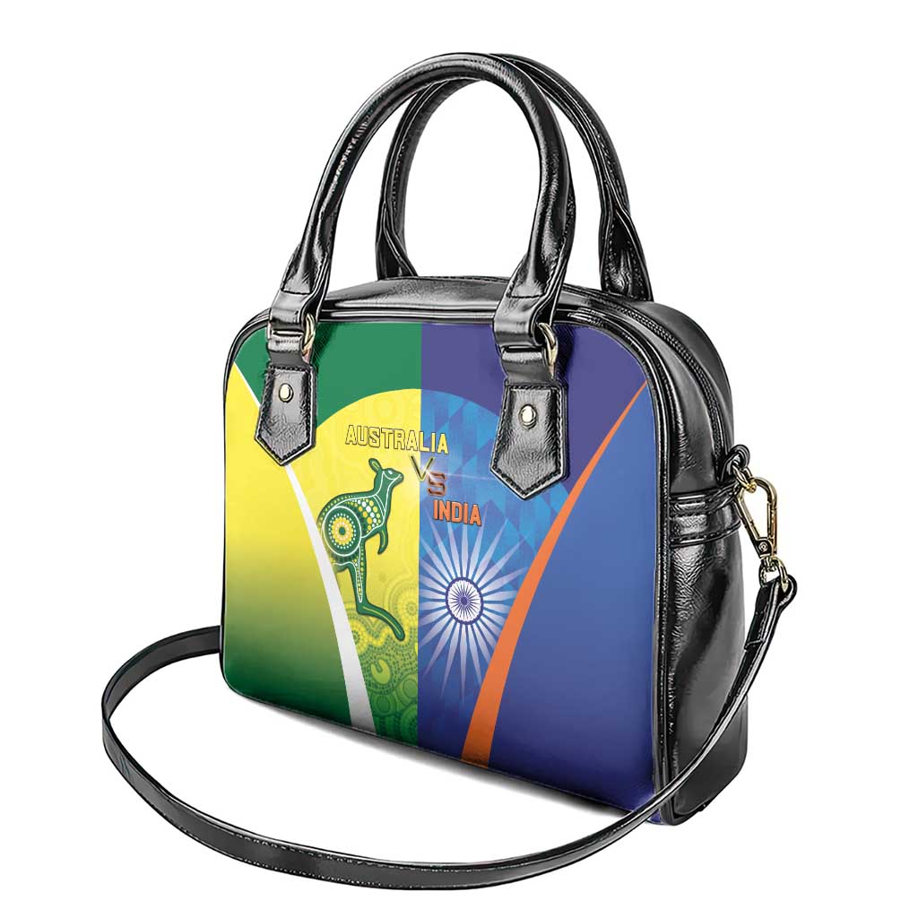 Australia And India Cricket Shoulder Handbag Ashoka Chakra With Aboriginal - Aussie Hoodie