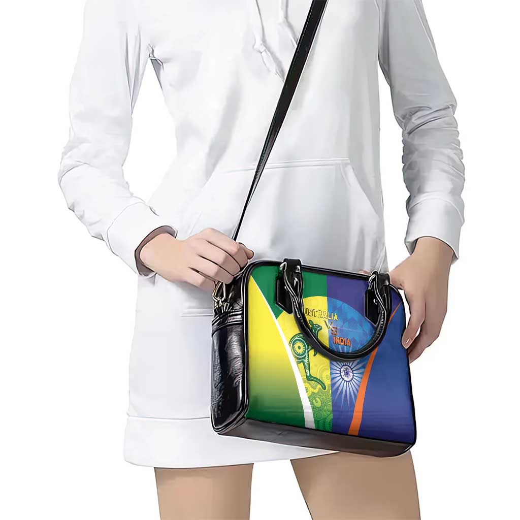 Australia And India Cricket Shoulder Handbag Ashoka Chakra With Aboriginal - Aussie Hoodie