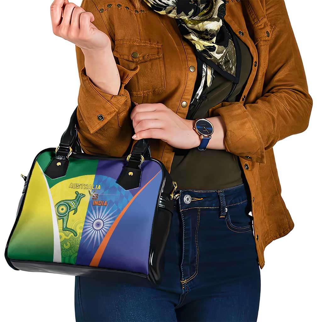 Australia And India Cricket Shoulder Handbag Ashoka Chakra With Aboriginal - Aussie Hoodie