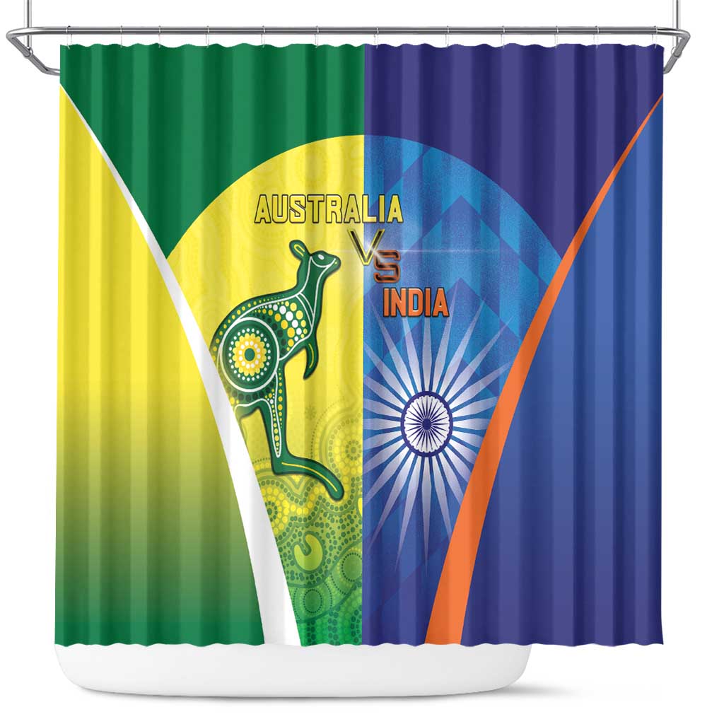Australia And India Cricket Shower Curtain Ashoka Chakra With Aboriginal - Aussie Hoodie