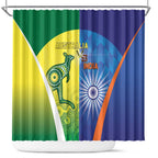 Australia And India Cricket Shower Curtain Ashoka Chakra With Aboriginal - Aussie Hoodie