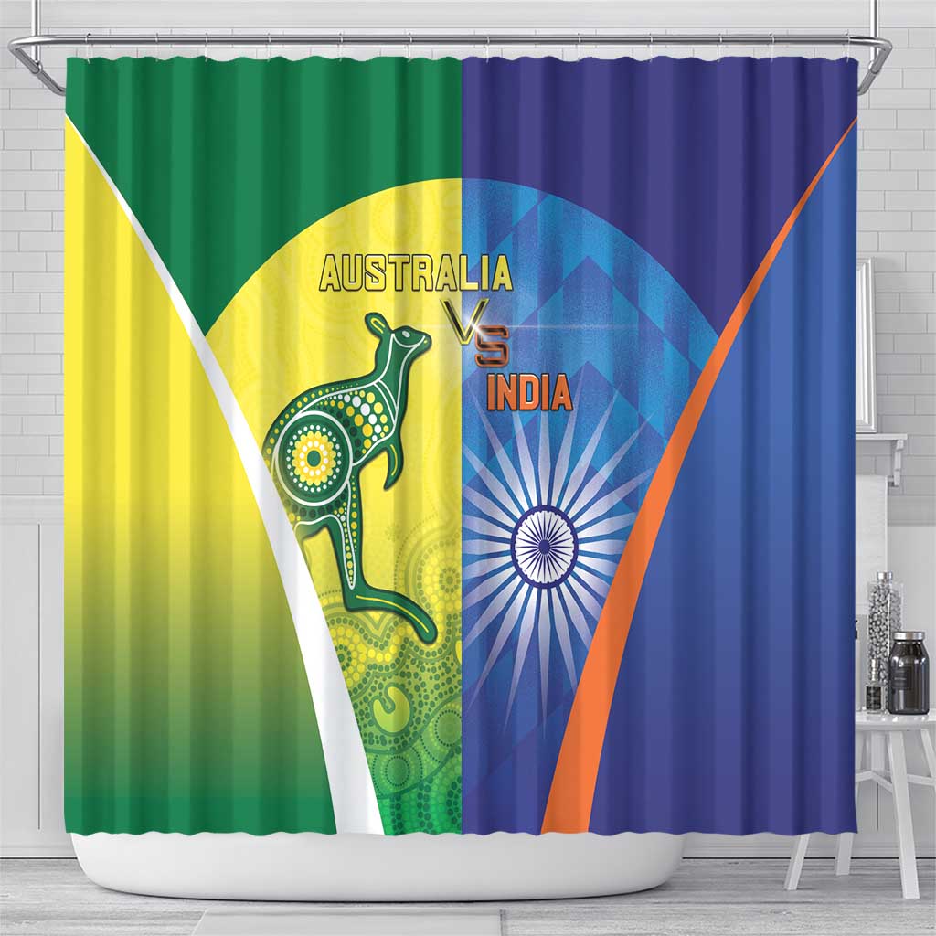 Australia And India Cricket Shower Curtain Ashoka Chakra With Aboriginal - Aussie Hoodie